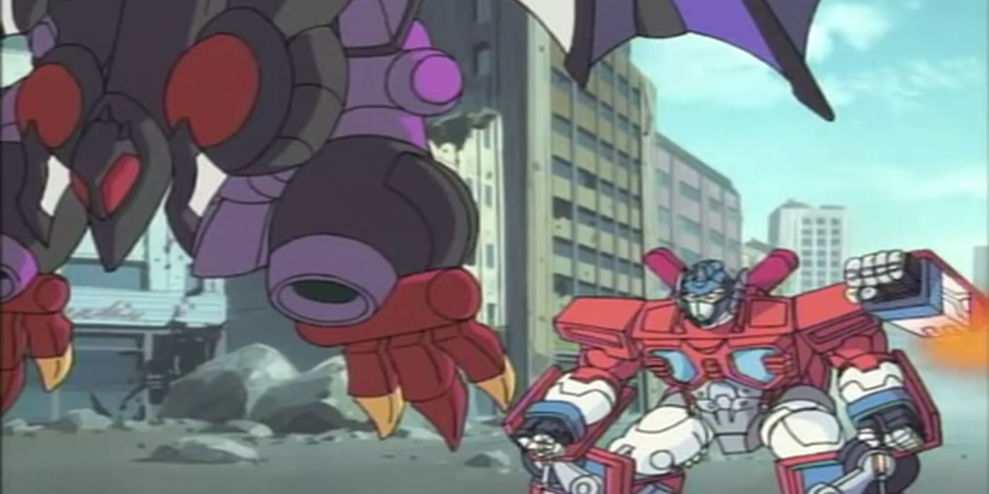 Optimus Prime uses Flying Fist in Robots in Disguise