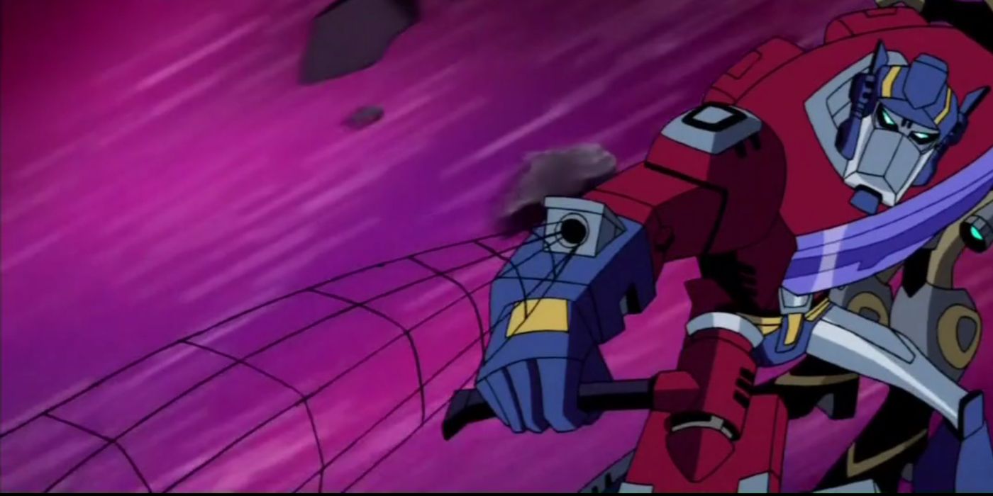 Optimus Prime uses a wrist net in Transformers Animated