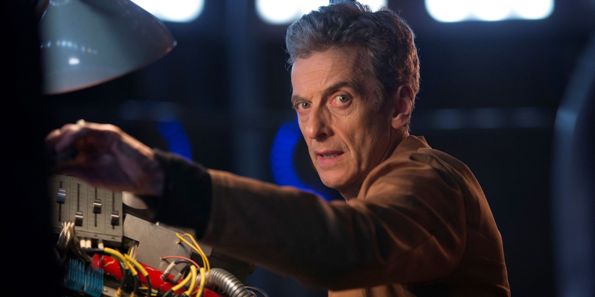 Peter Capaldi as the Doctor in Doctor Who inside the TARDIS