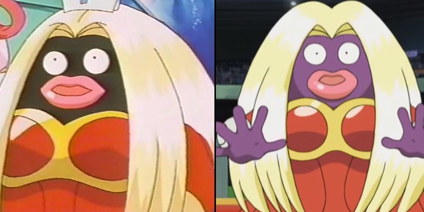 Two different images of Jynx, a Pokémon that came under fire for resembling racist stereotypes.