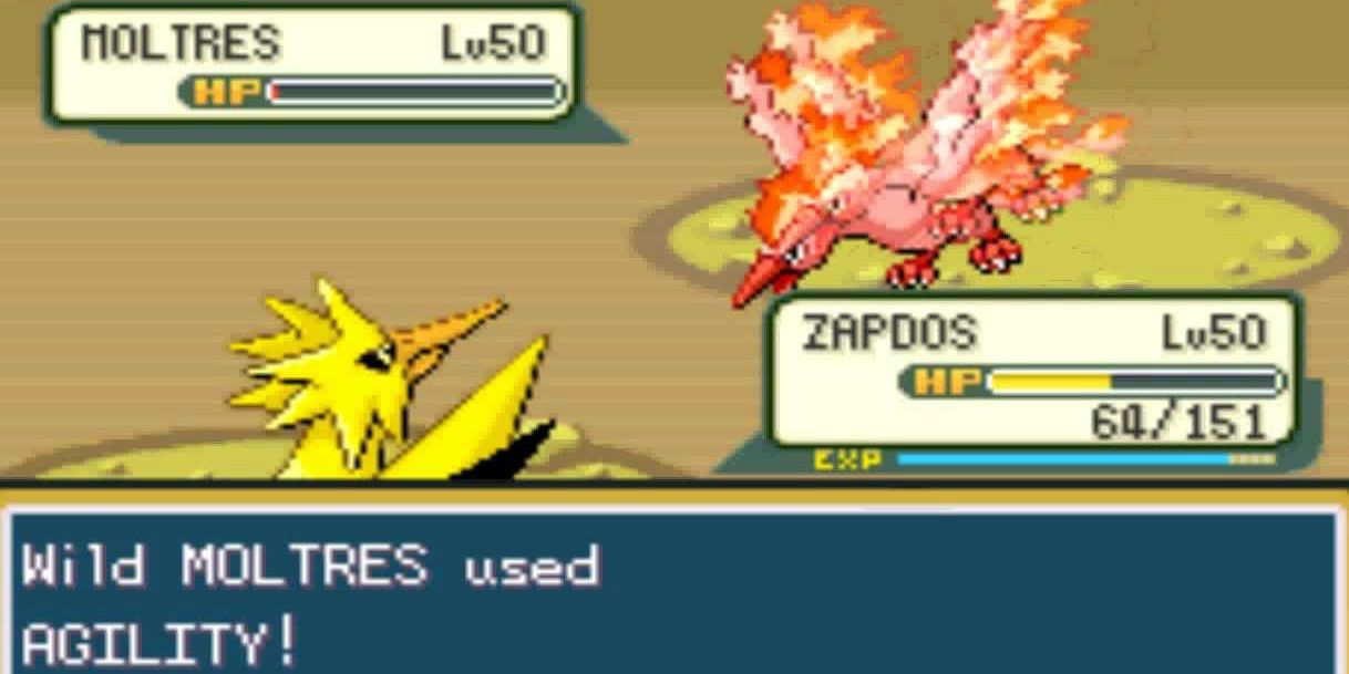 Shiny Moltres in Pokemon Fire Red 