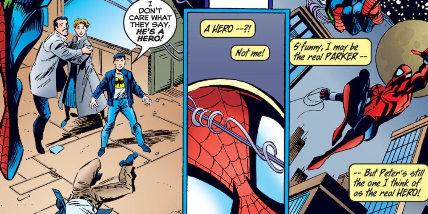Spider-Man saves Bruce Wayne in Amazing Spider-Man #411