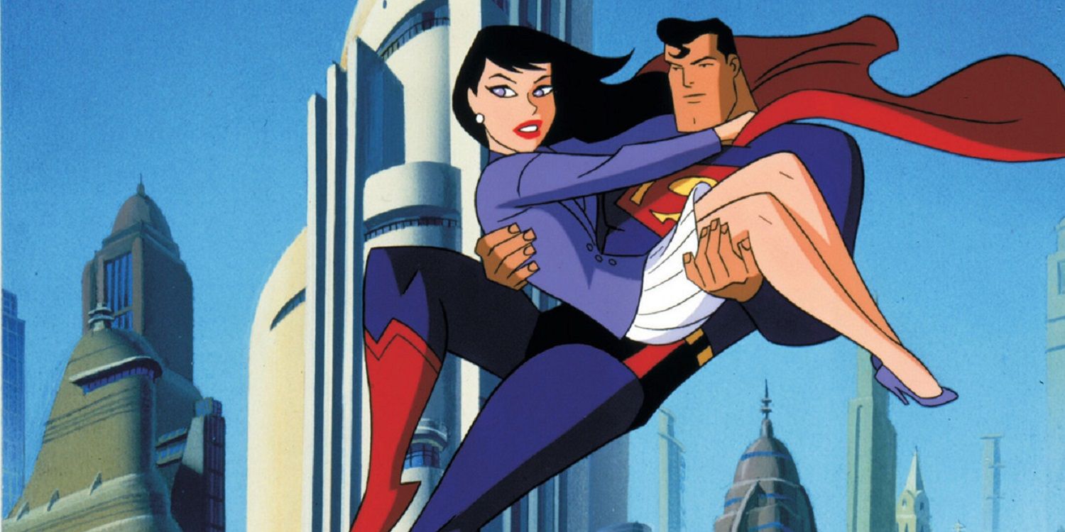 Superman flies while carrying Lois Lane in Superman: The Animated Series.