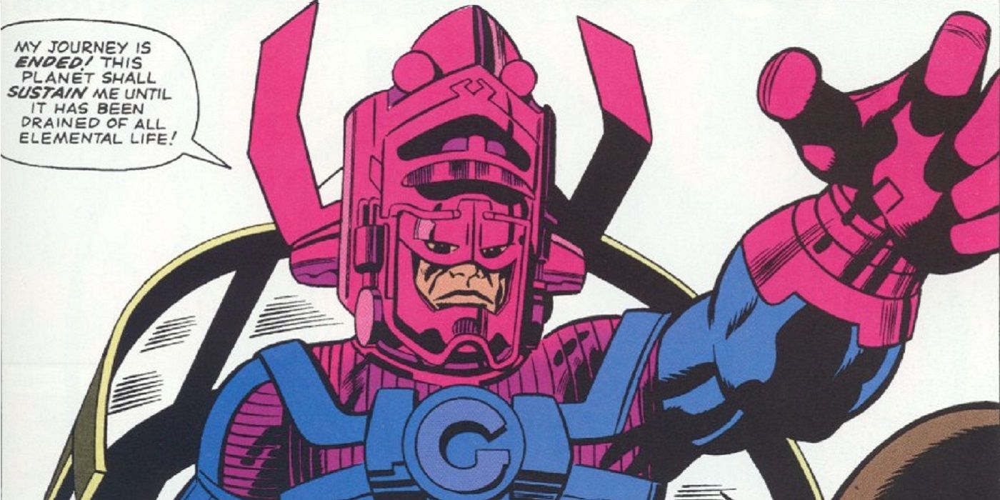 Galactus speaks and raises his giant hand in Marvel Comics