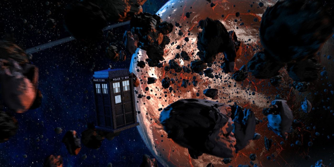 The TARDIS from Doctor Who in space