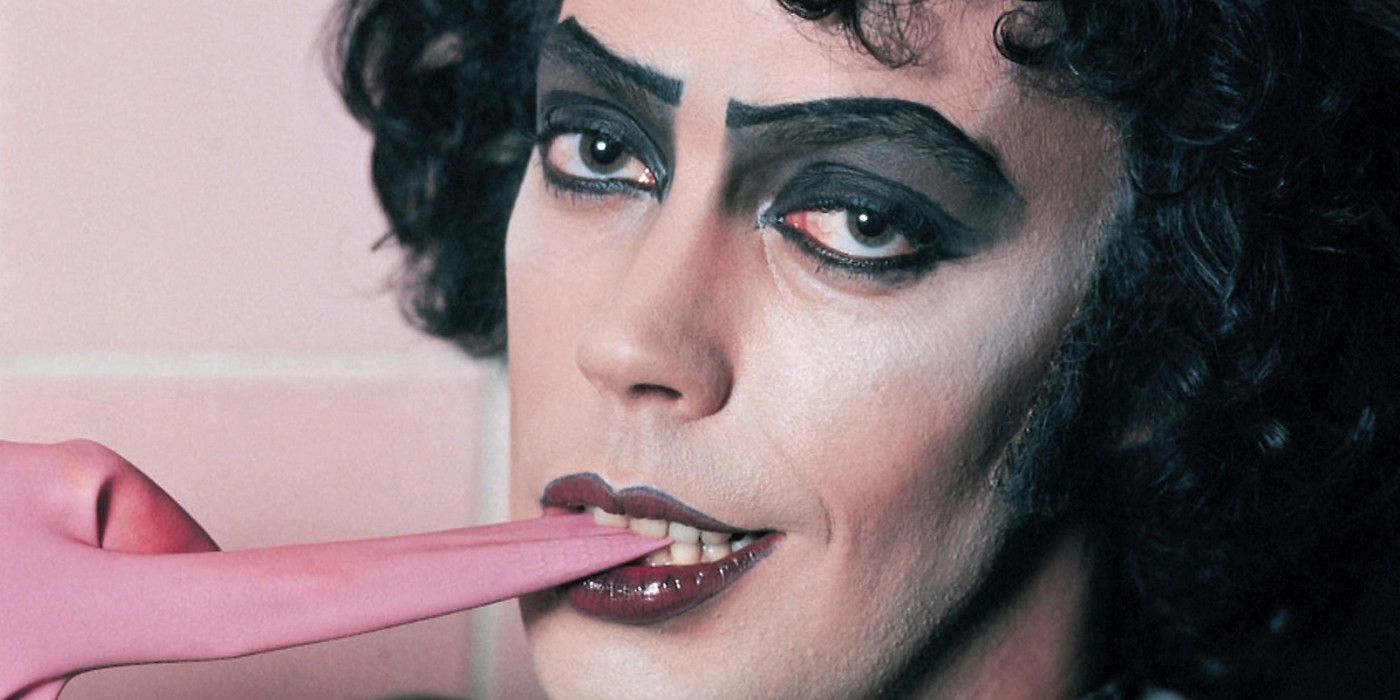 Tim Curry biting his glove in the Rocky Horror Picture Show