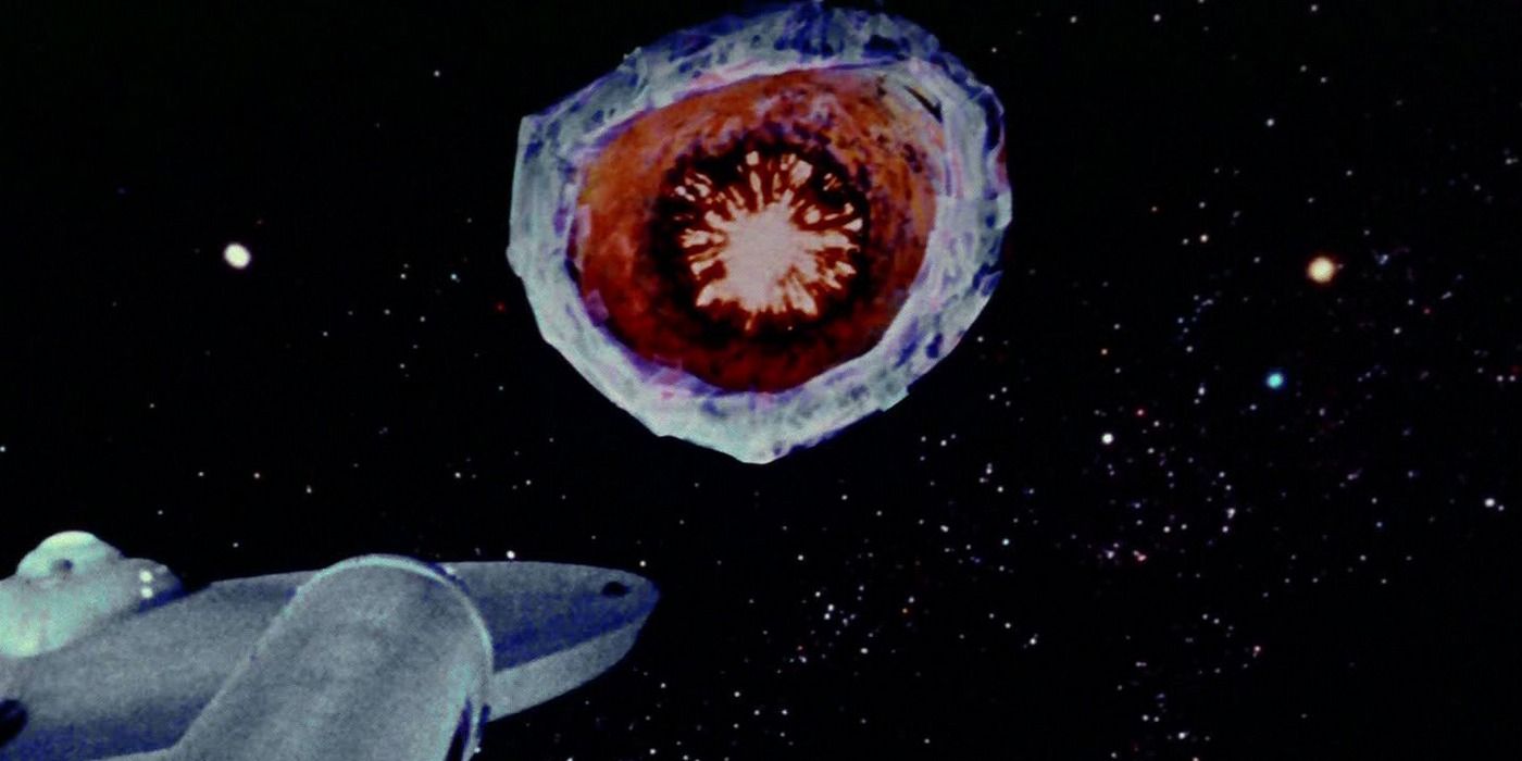 USS Enterprise meets the Doomsday Machine in Star Trek: The Original Series.