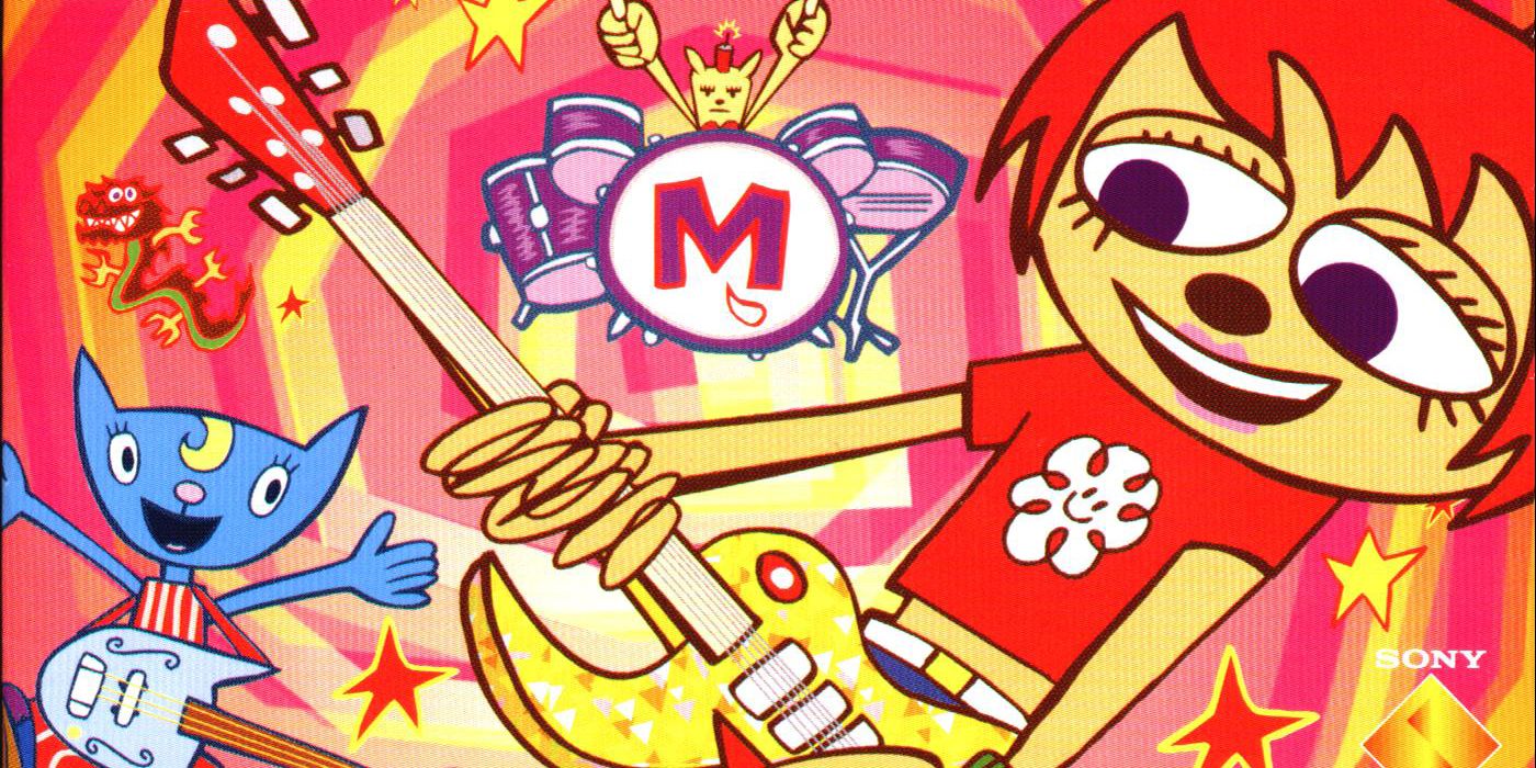 A character playing the guitar in Um Jammer Lammy