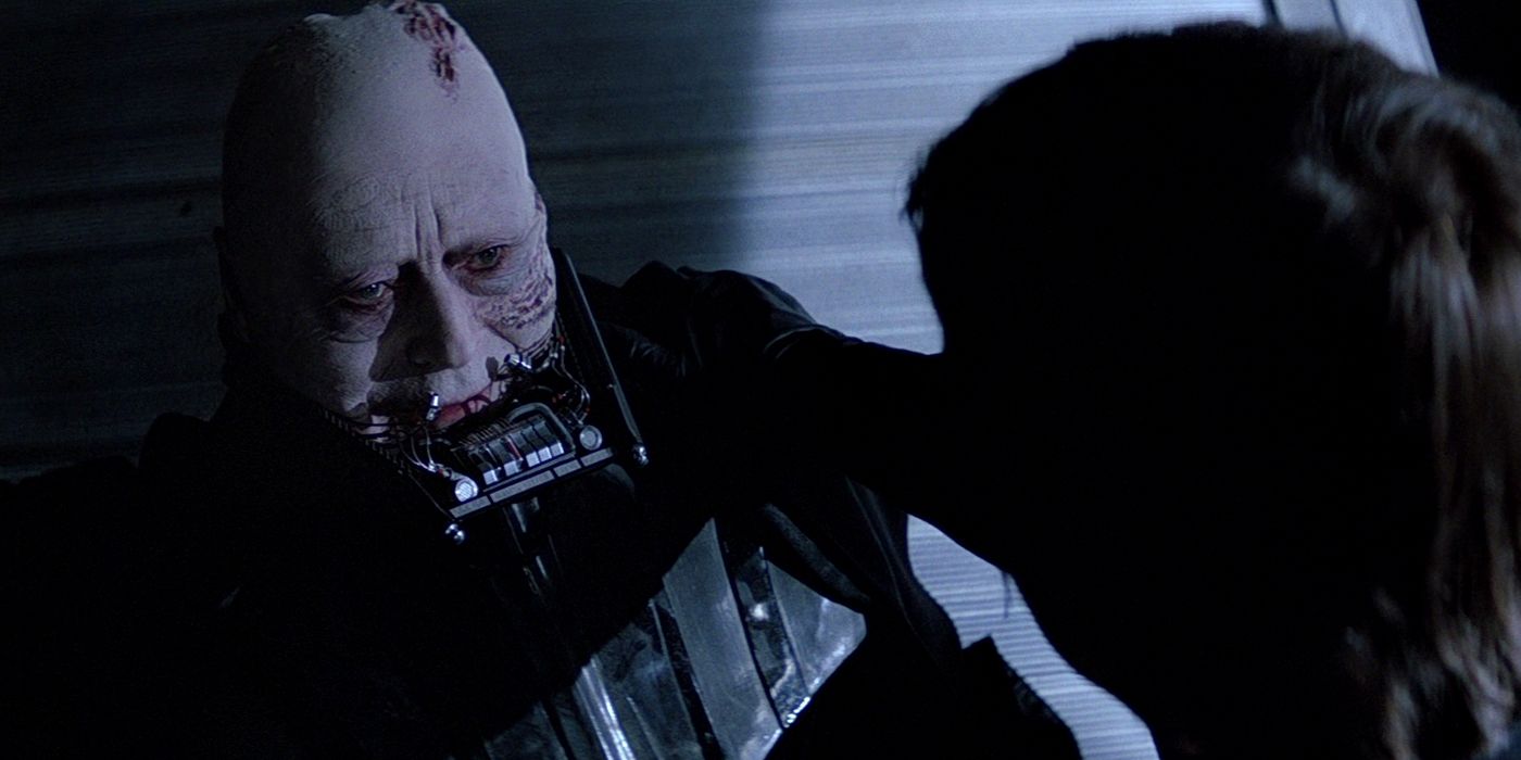 Darth Vader with no mask at end of Return of the Jedi