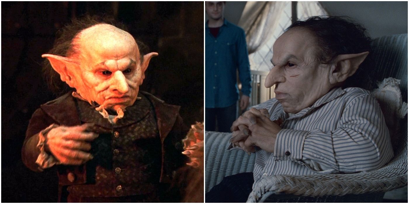 Verne Troyer and Warwick Davis as Griphook in Harry Potter
