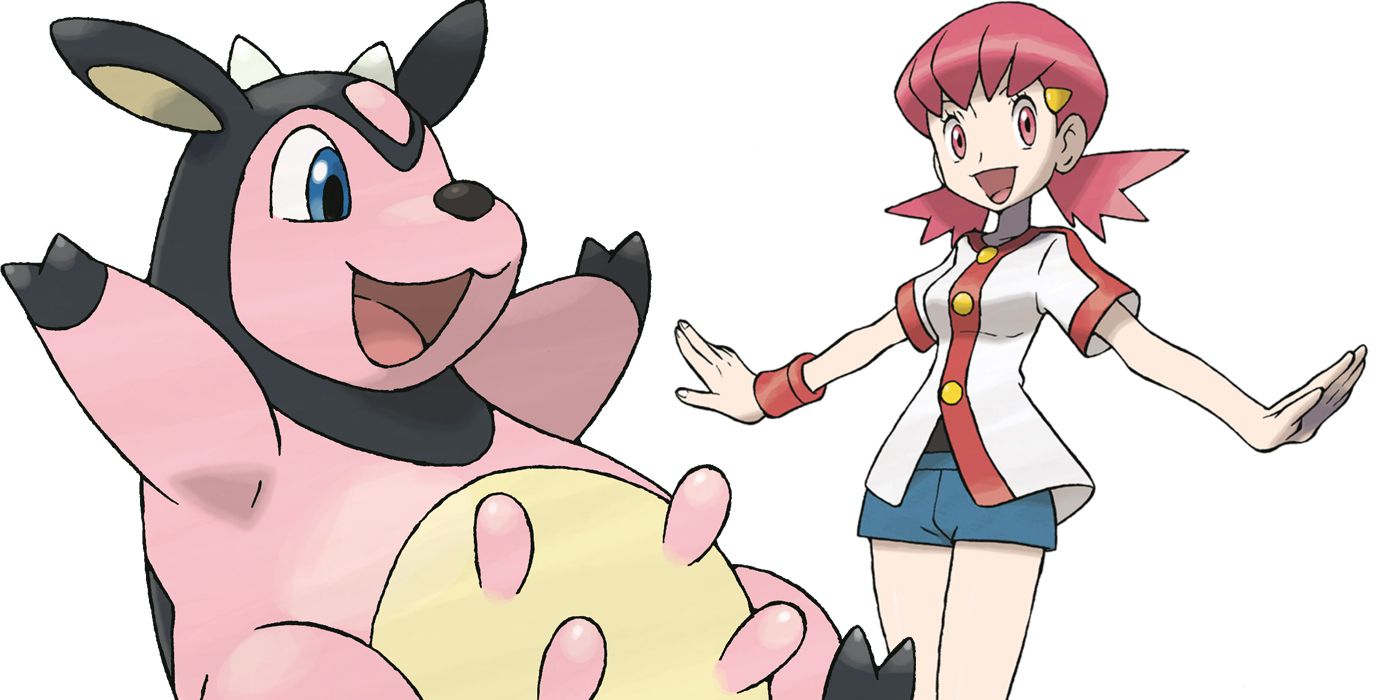 Whitney and her Miltank posing in joy