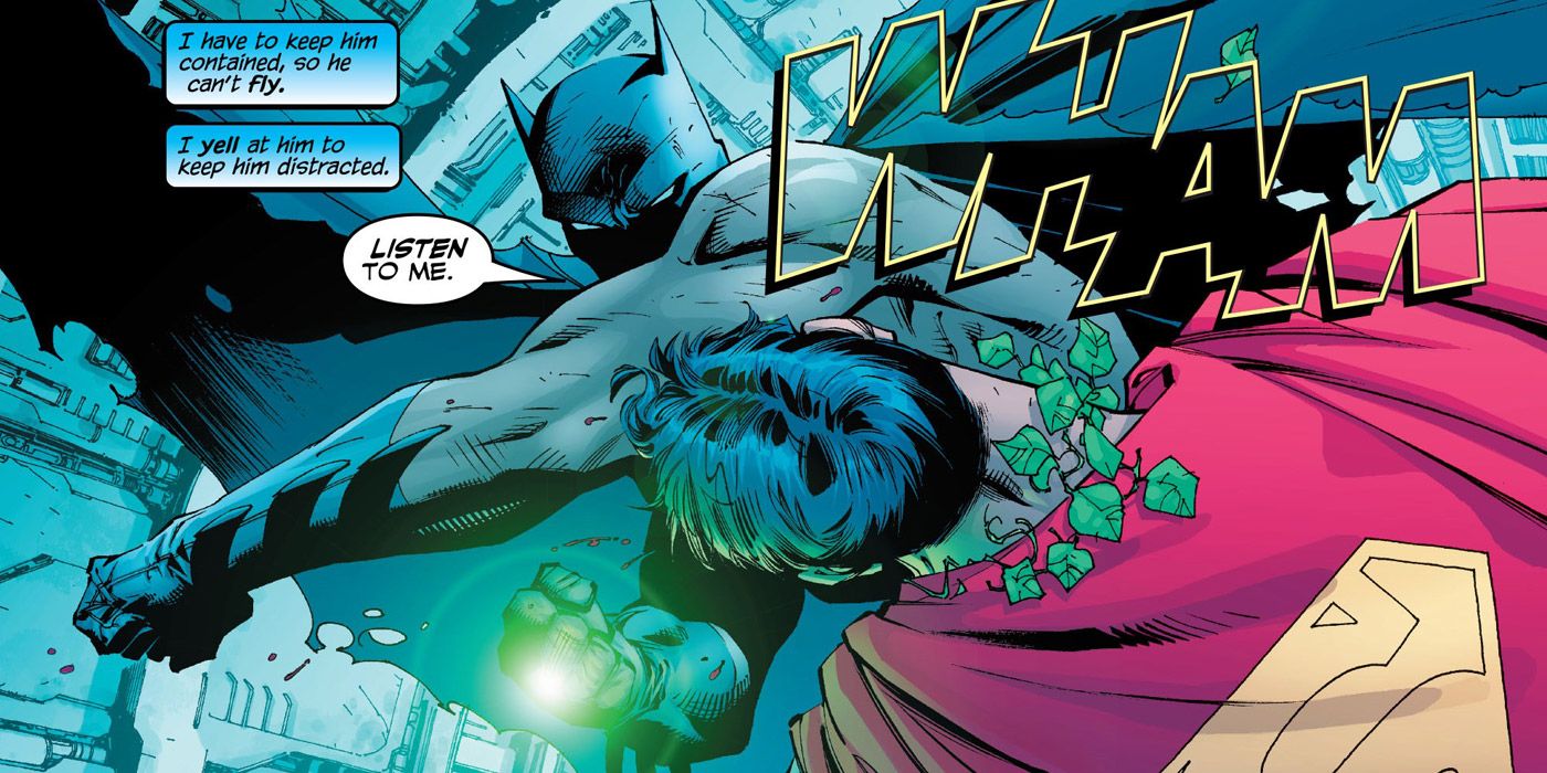 Batman Fighting Superman With A Kryptonite Ring