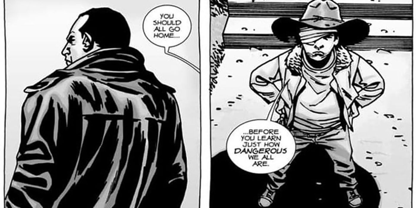 Carl and Negan in The Walking Dead comic books
