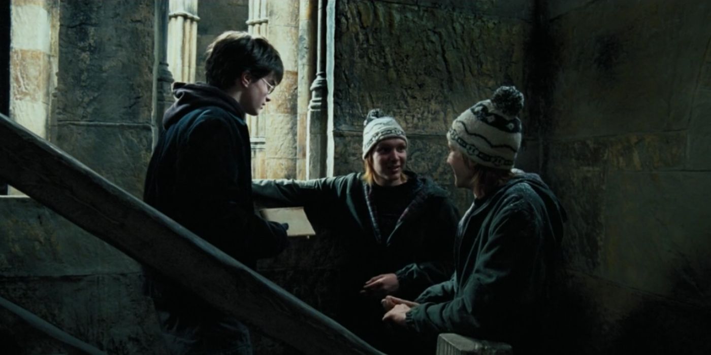 Fred and George Weasley give Harry Potter the Marauders Map in a scene from 'Harry Potter and the Prisoner of Azkaban'
