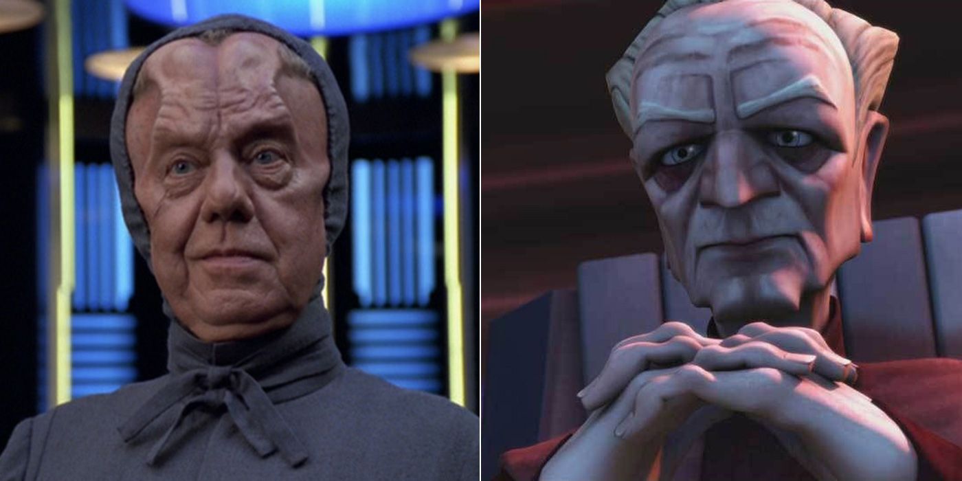 Ian Abercrombie as Abbot on Star Trek: Voyager and Palpatine in Star Wars: The Clone Wars