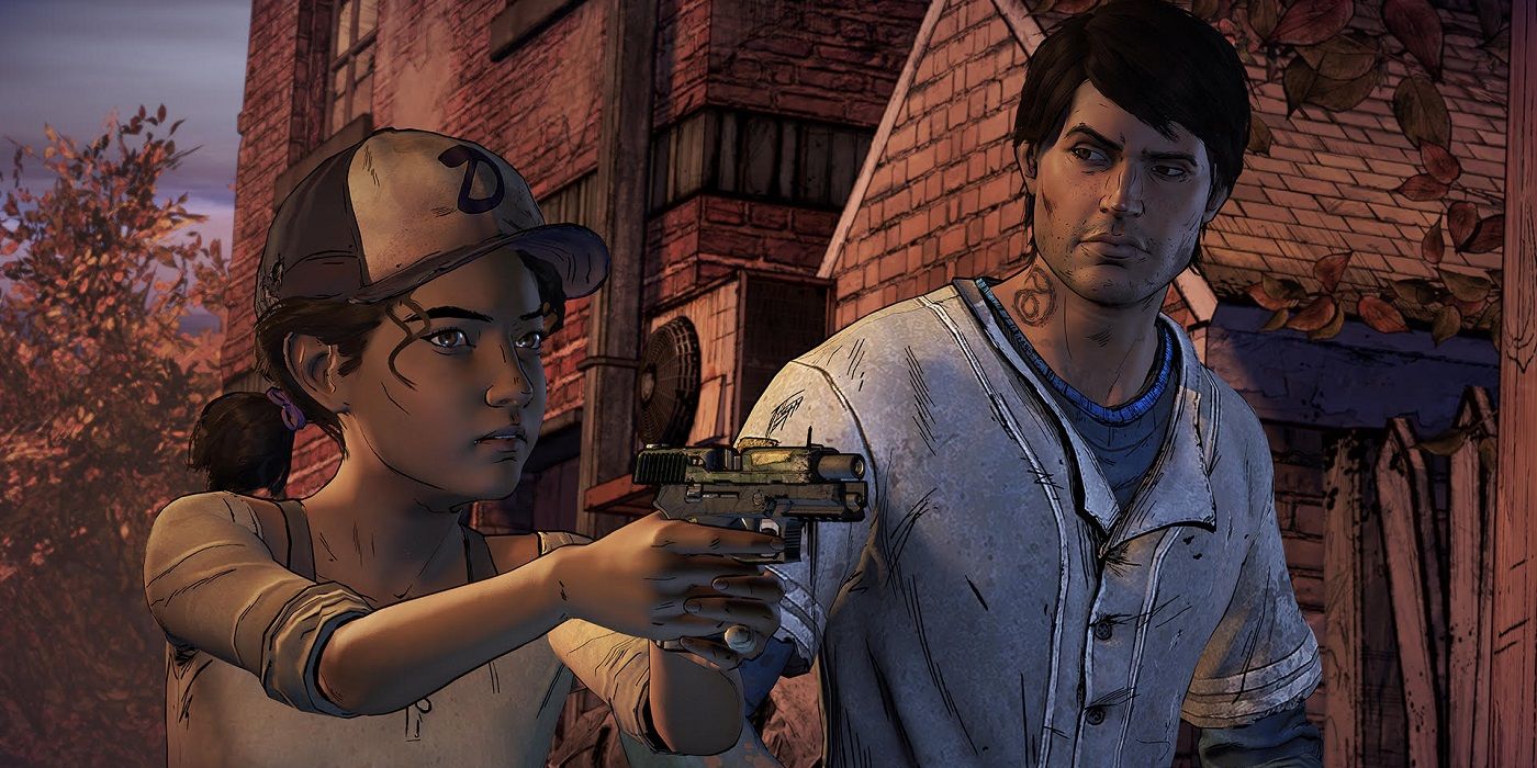 Javier and Clementine in The Walking Dead