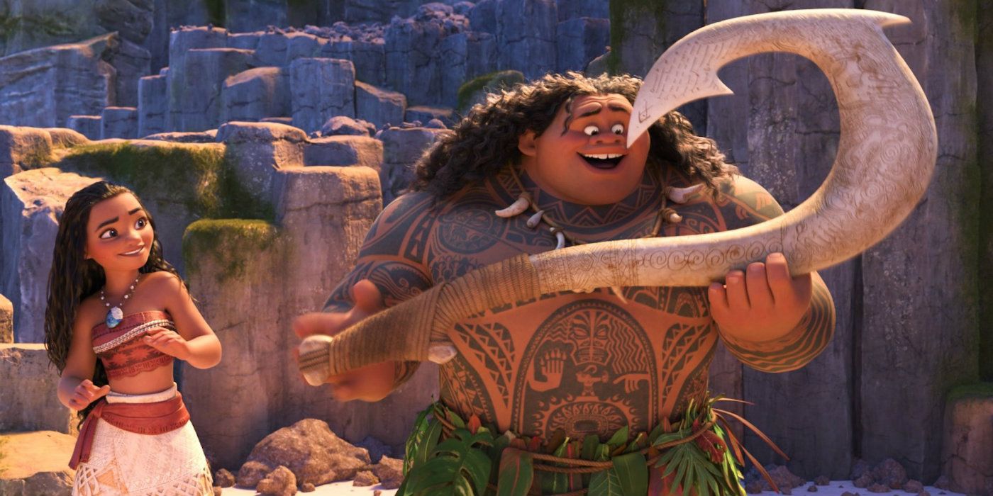 Moana (Moana (2016) - Auli'i Cravalho) and Maui (Dwayne Johnson)