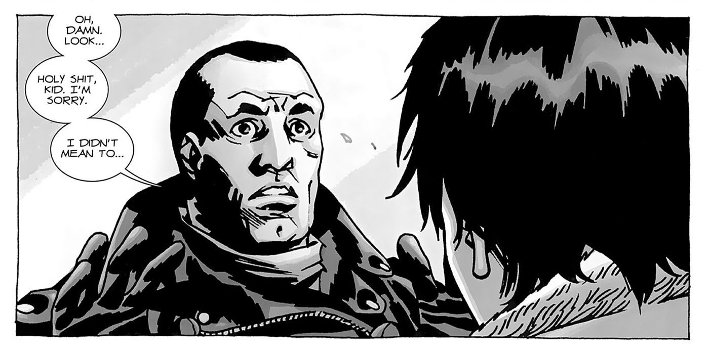 Negan apologizes to Carl in the Walking Dead comic books
