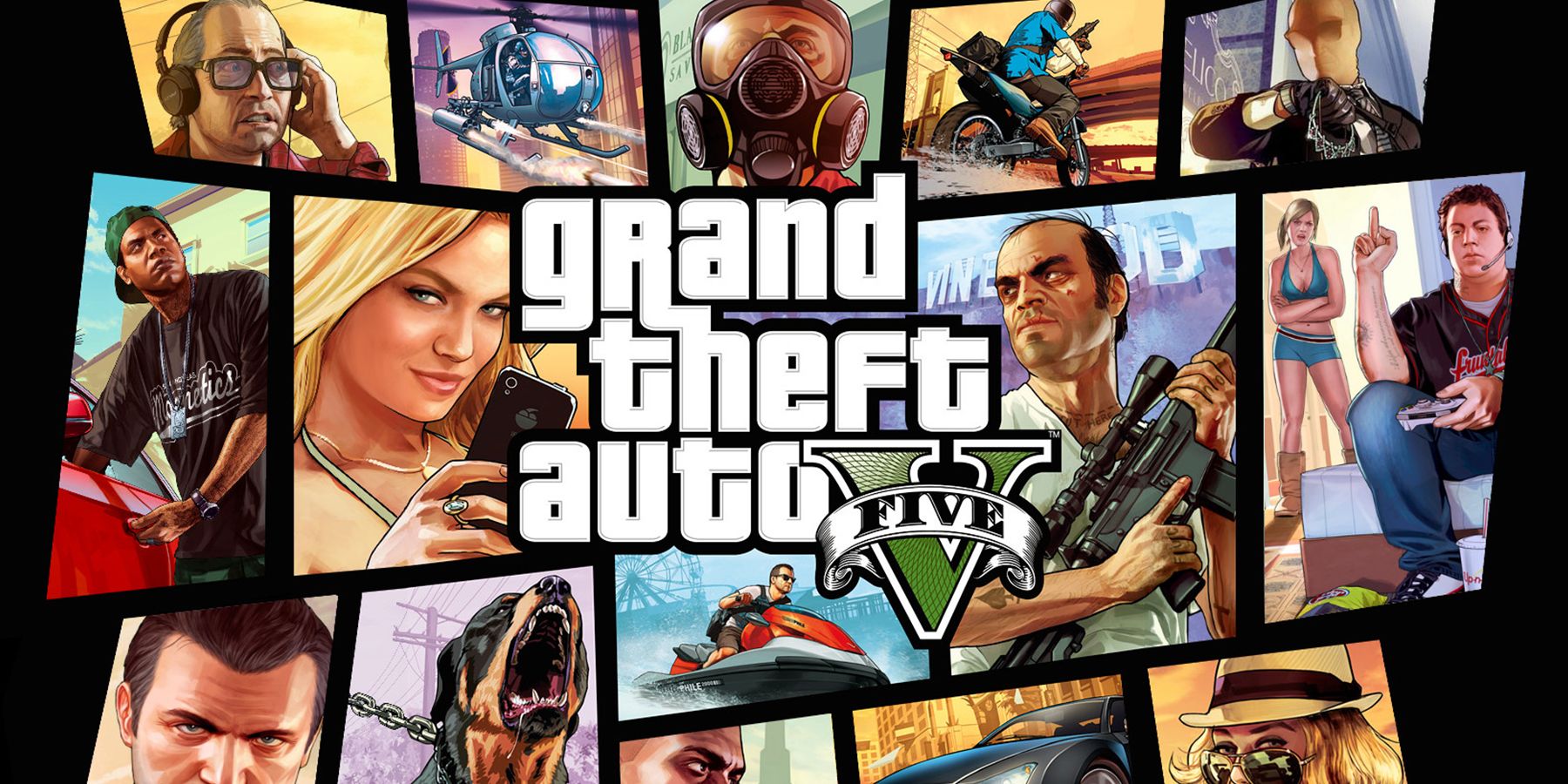 Grand Theft Auto V's main logo and promotional art