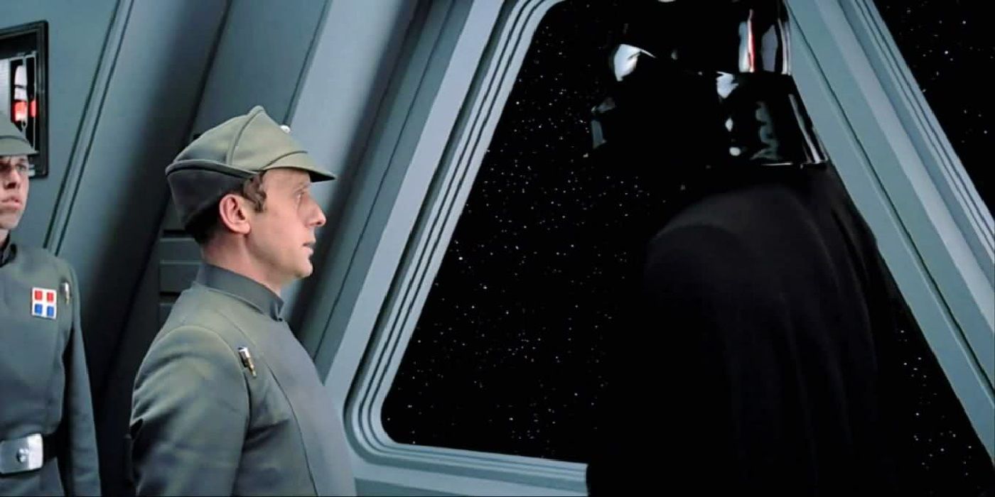 Admiral Piett talking to Darth Vader in Star Wars The Empire Strikes Back