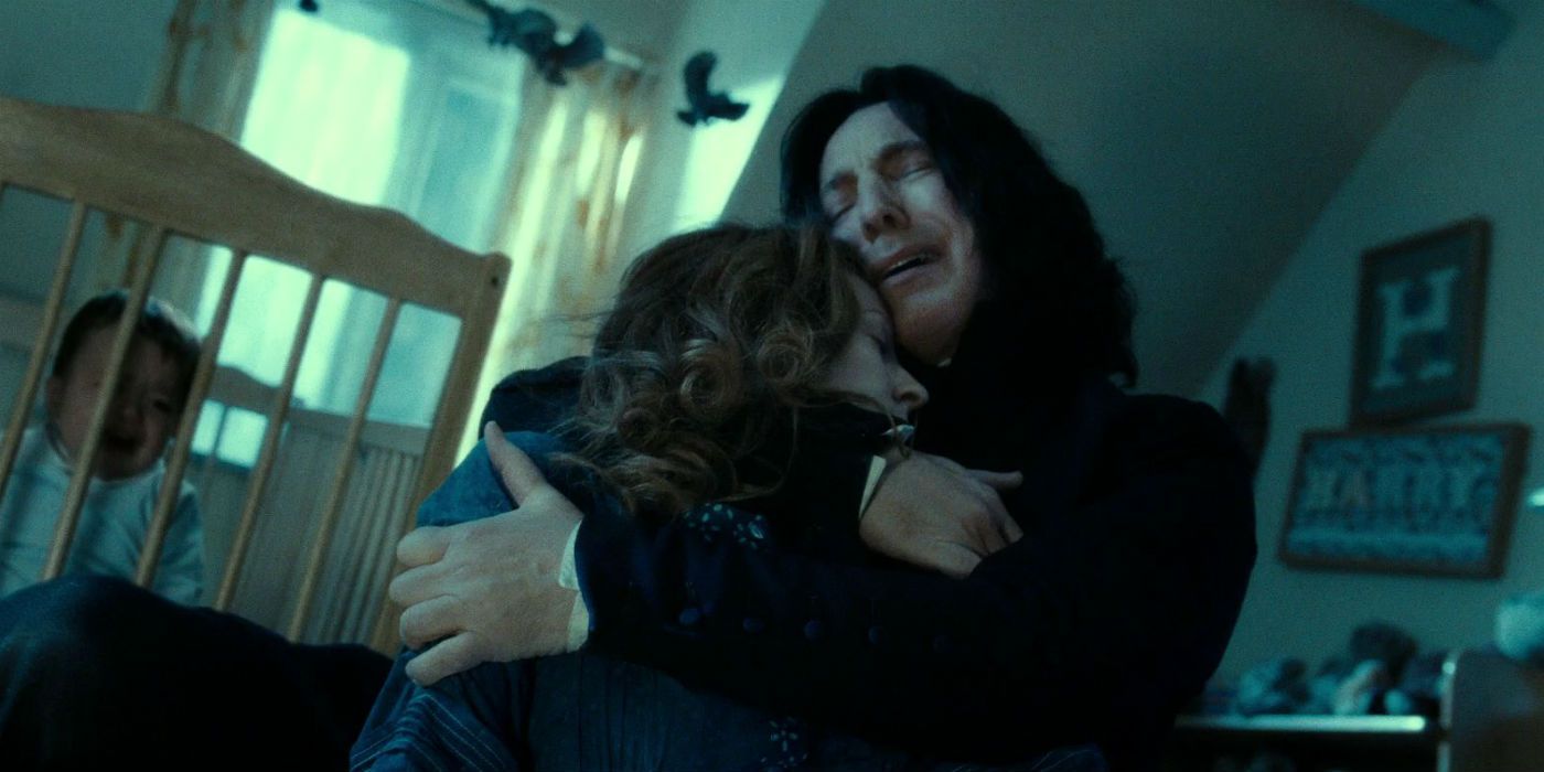 Alan Rickman as Severus Snape Holding Lily Evans in Harry Potter