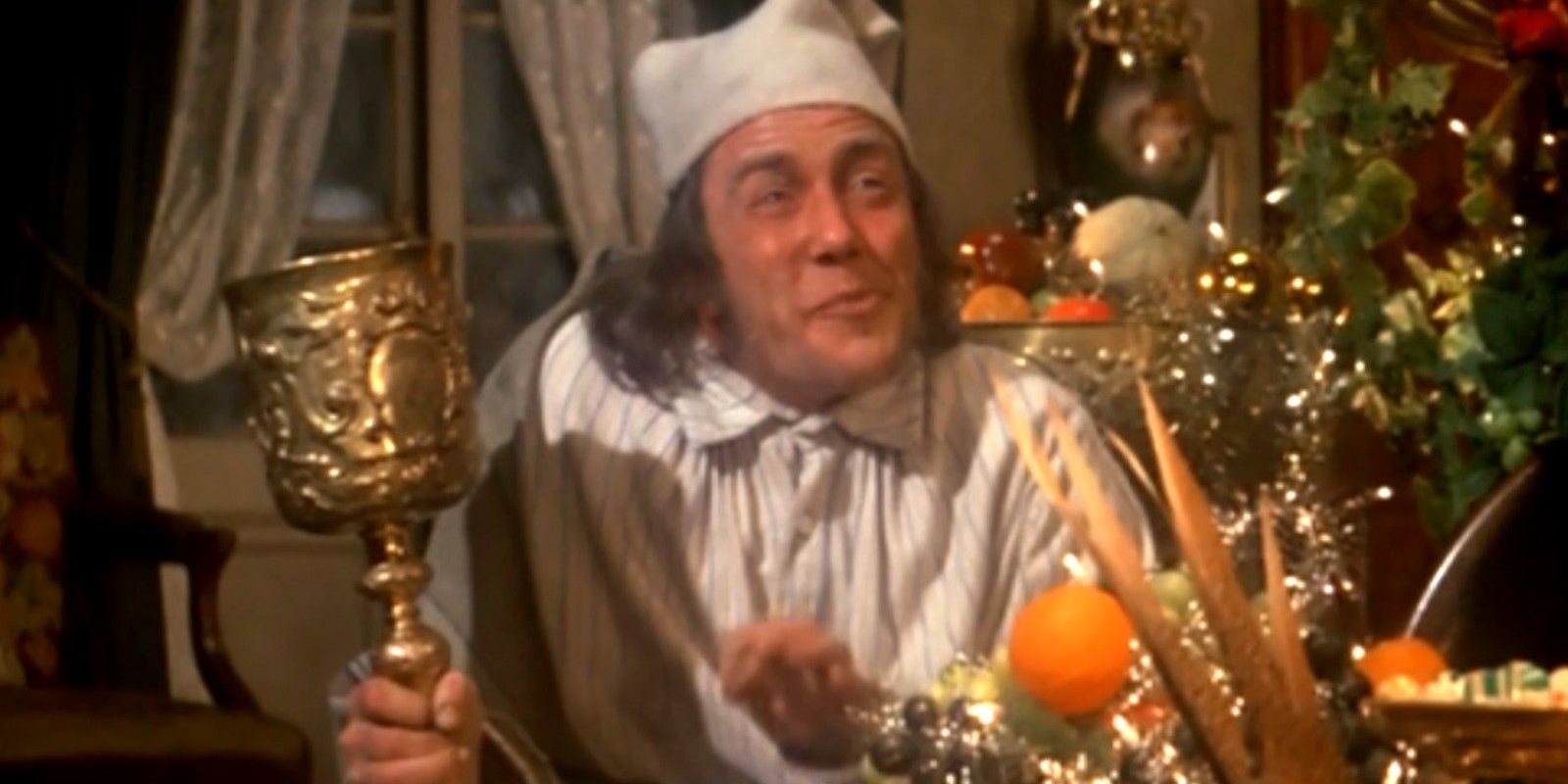 Albert Finney as Scrooge.