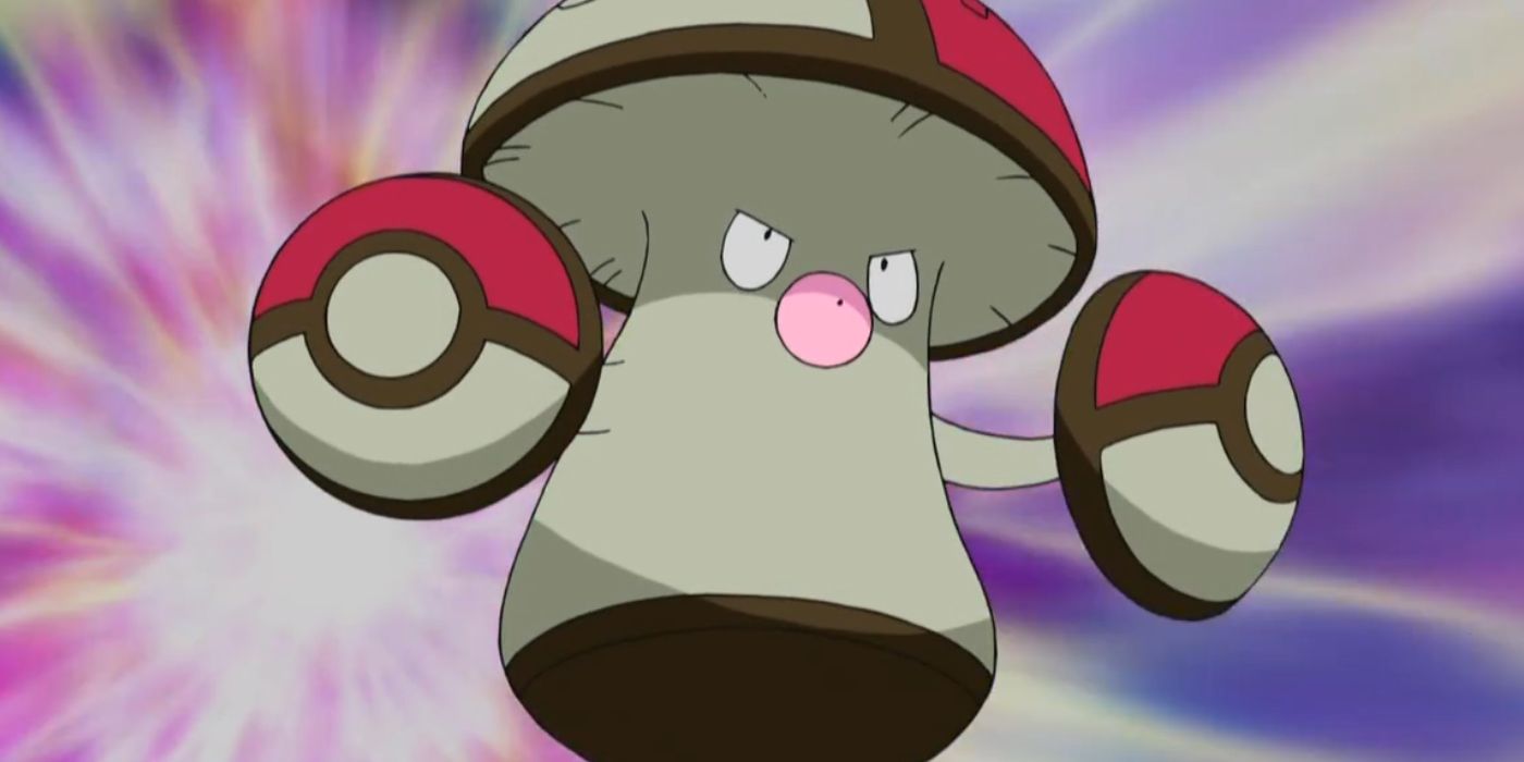 Amoonguss looking angry in the Pokémon anime