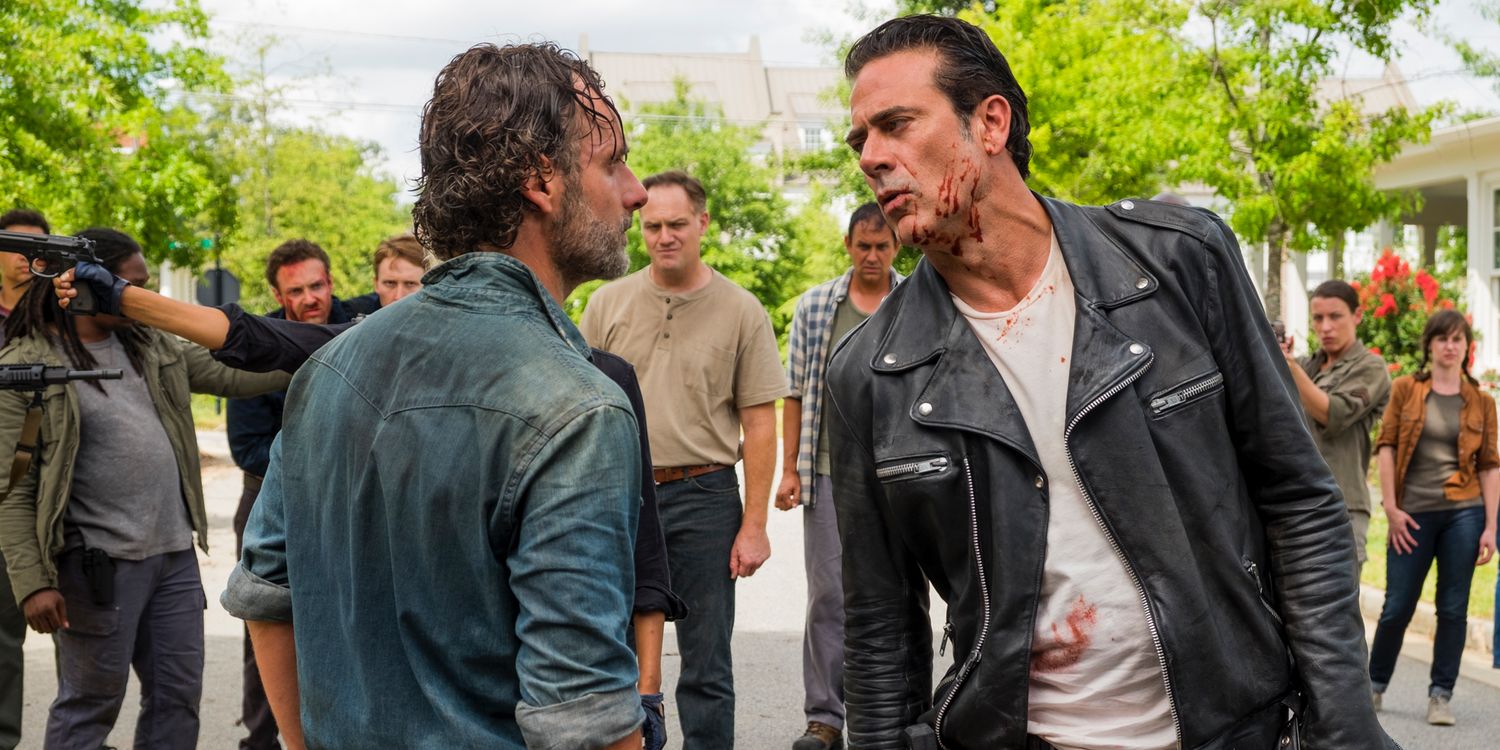 Andrew Lincoln and Jeffrey Dean Morgan in The Walking Dead Season 7 Episode 8