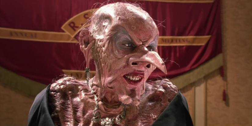 Anjelica Huston in scary makeup in The Witches