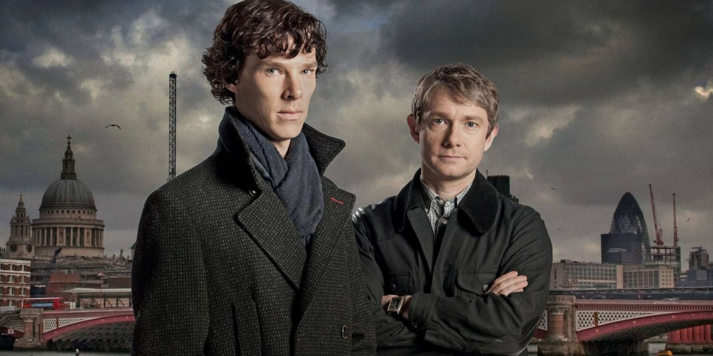 Benedict Cumberbatch as Sherlock Holmes and Martin Freeman as John Watson in Sherlock