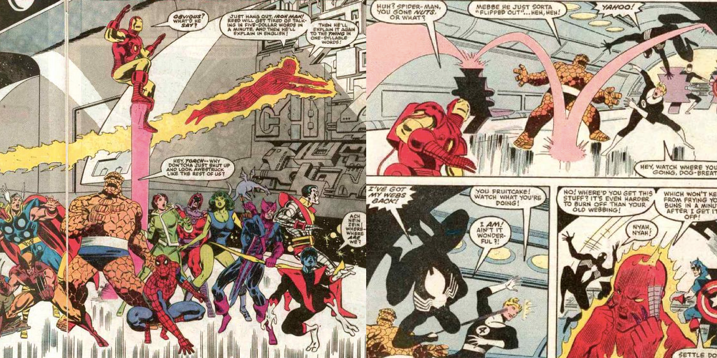 Black Suit Spider-Man and Iron Man In Secret Wars