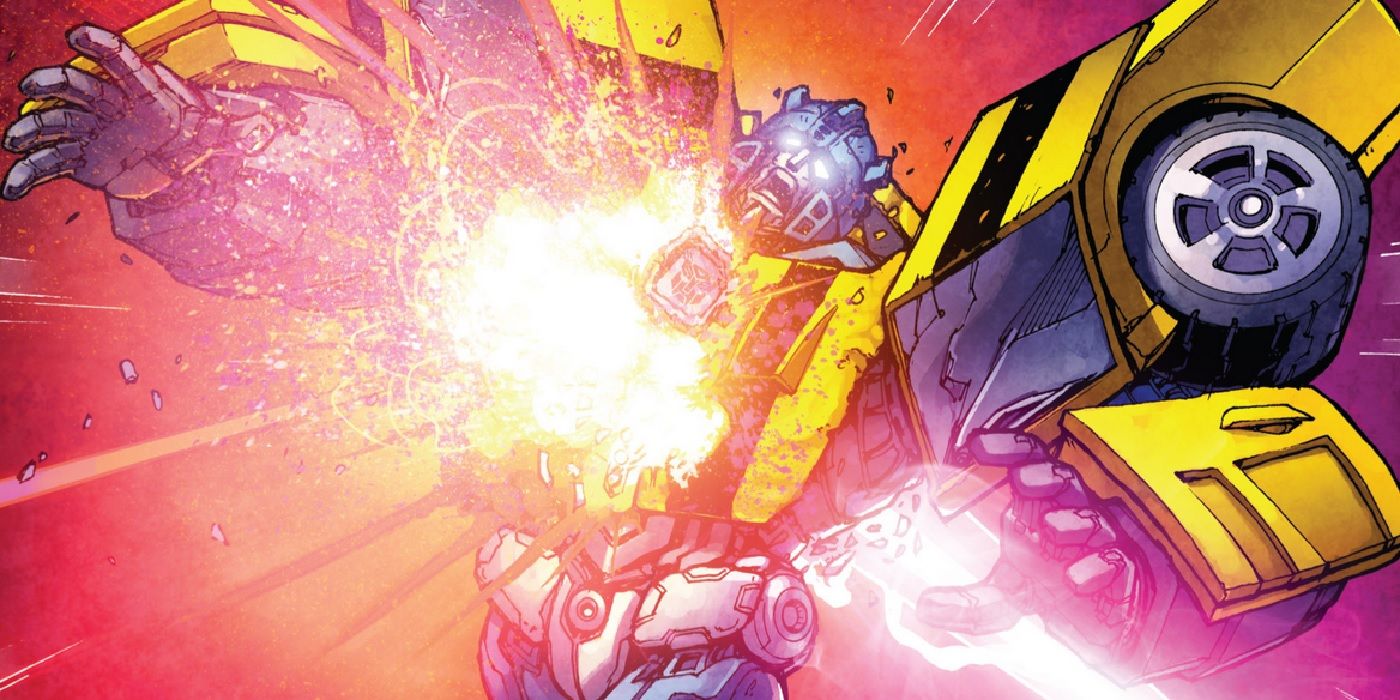 Bumblebee being killed by Shockwave in IDW Comics