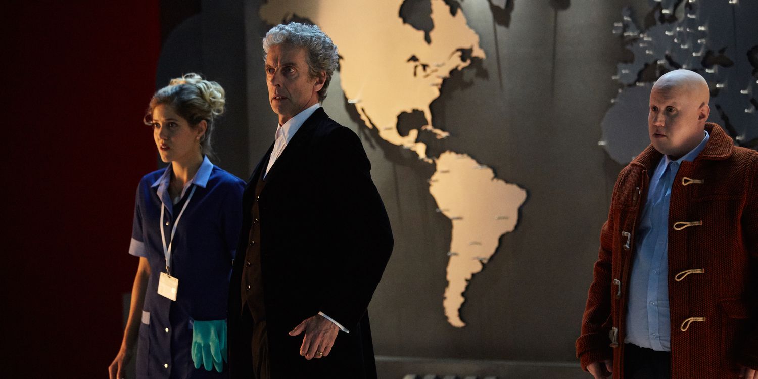 Charity Wakefield Peter Capalidi and Matt Lucas in Doctor Who Christmas Special 2016