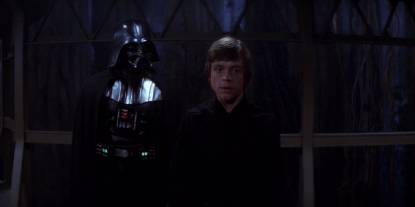 Darth Vader and Luke Skywalker talk in Star Wars Return of the Jedi