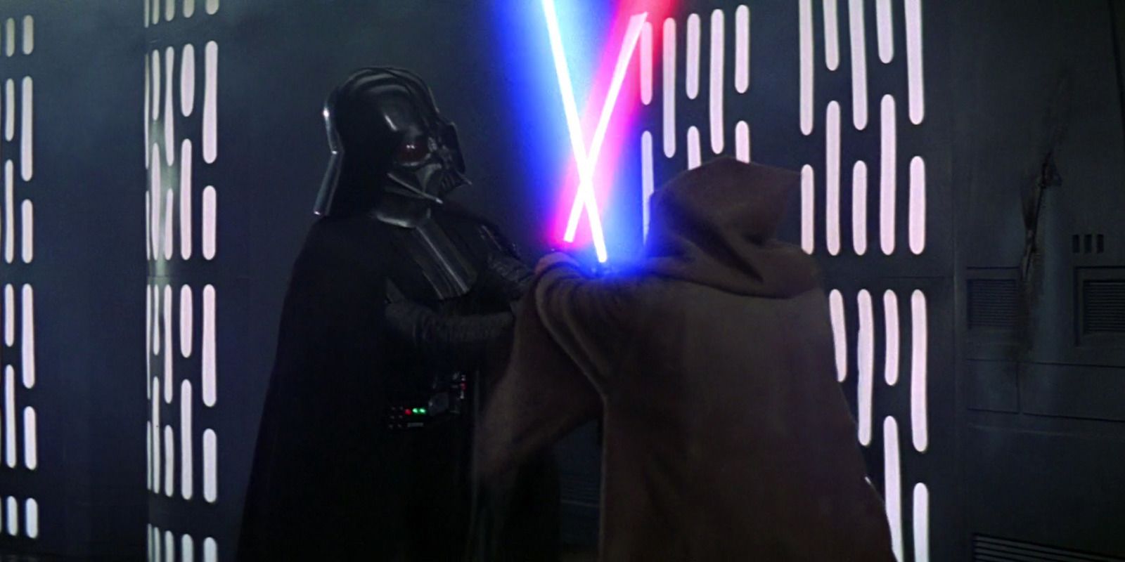 Lucha con sables de luz de Darth Vader con Obi-Wan Kenobi en Star Wars