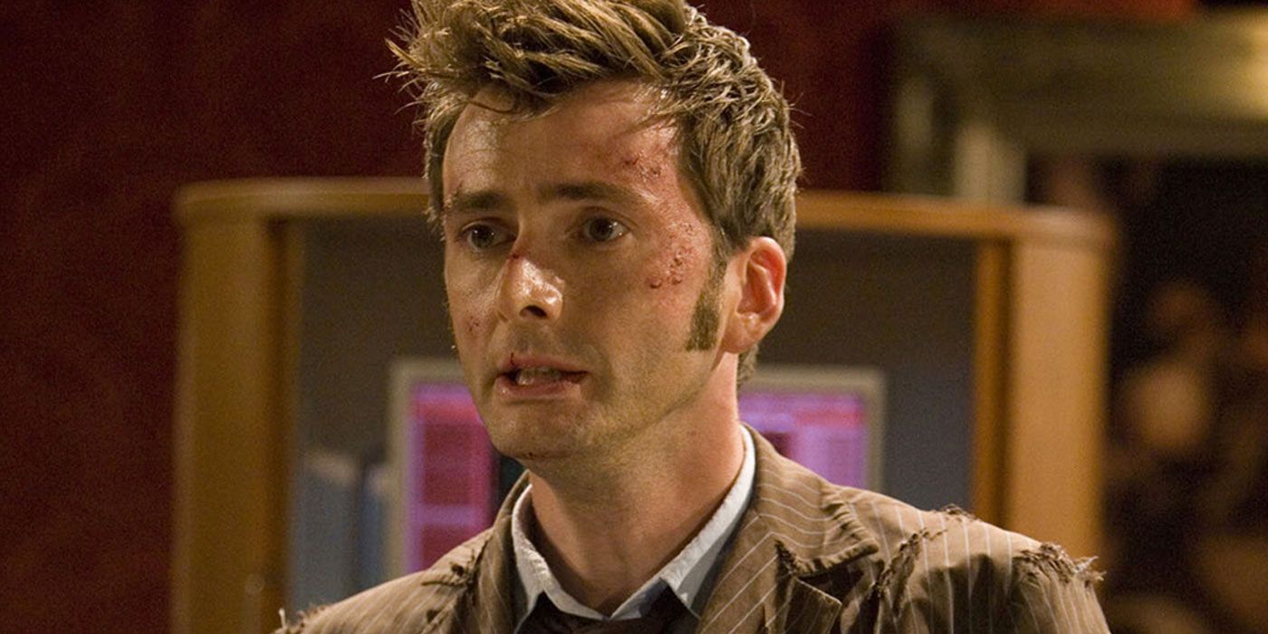 The Tenth Doctor looking confused in Doctor Who