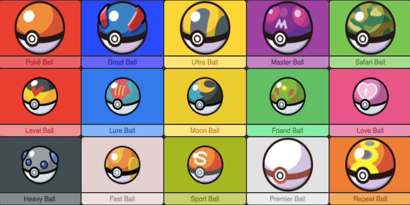 Different Poke Balls in the Pokemon Game