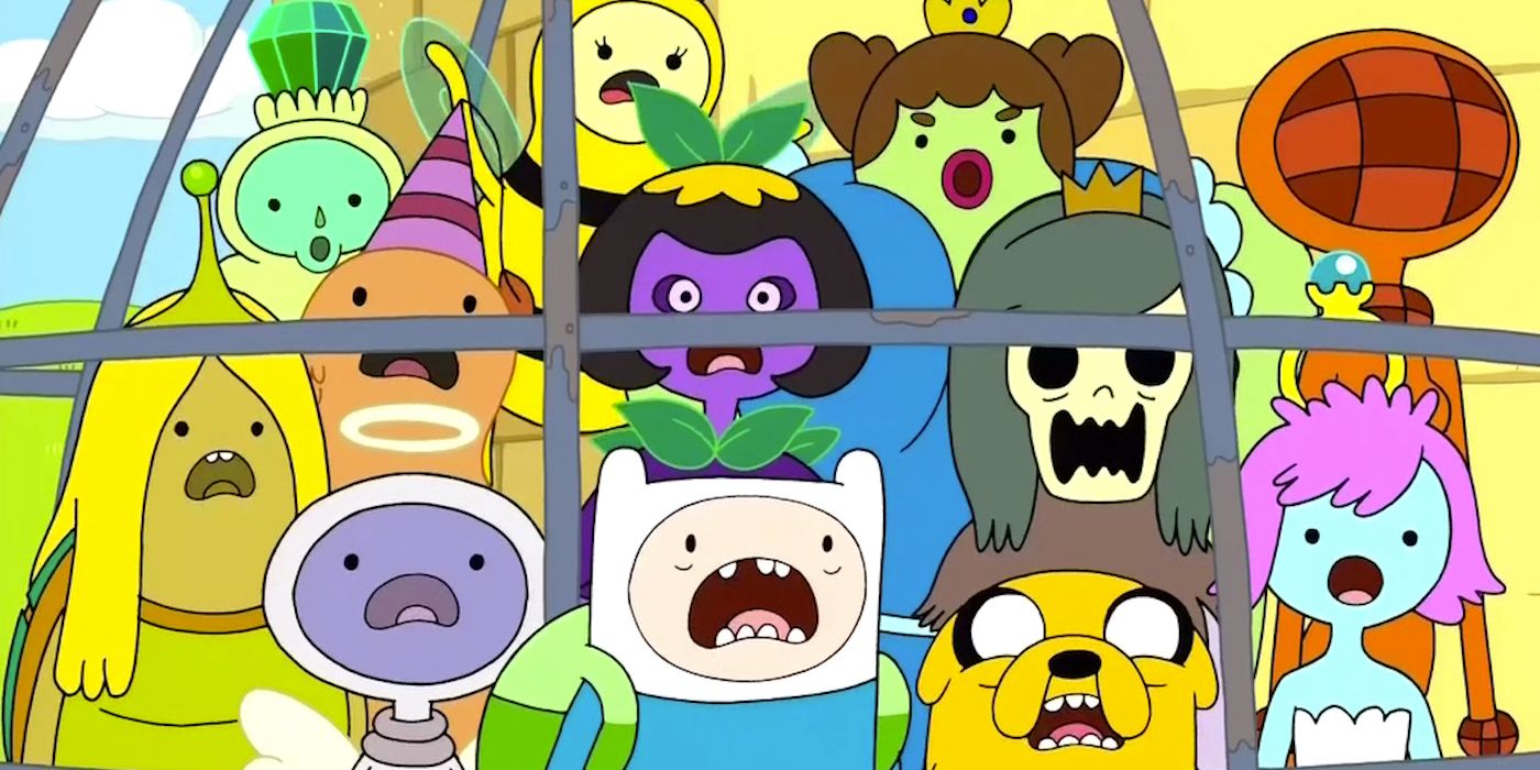 Finn and Jake with Princesses Skeleton, Gridface, Muscle, Turtle, Breezy, Engagement Ring in Adventure Time