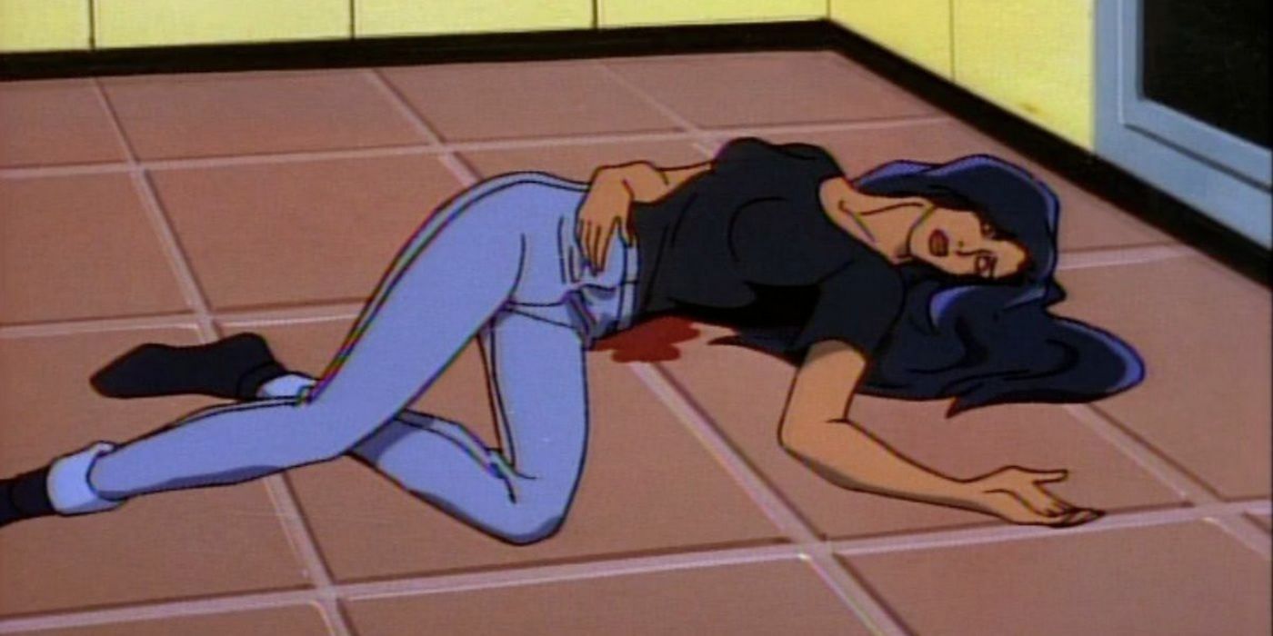 Elisa Maza shot in the Gargoyles episode Deadly Force.