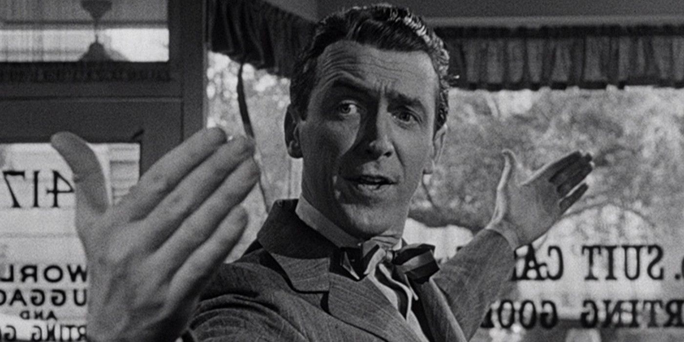 George Bailey is ecstatic in It's A Wonderful Life