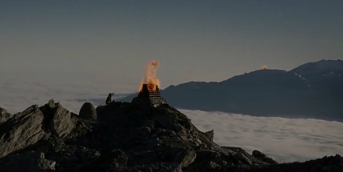 The Beacons of Gondor in Return of the King