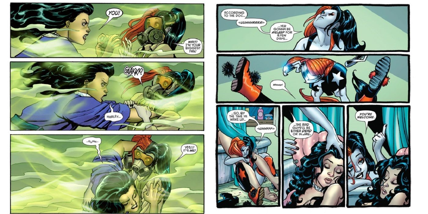 Harley Quinn knocks out Wonder Woman