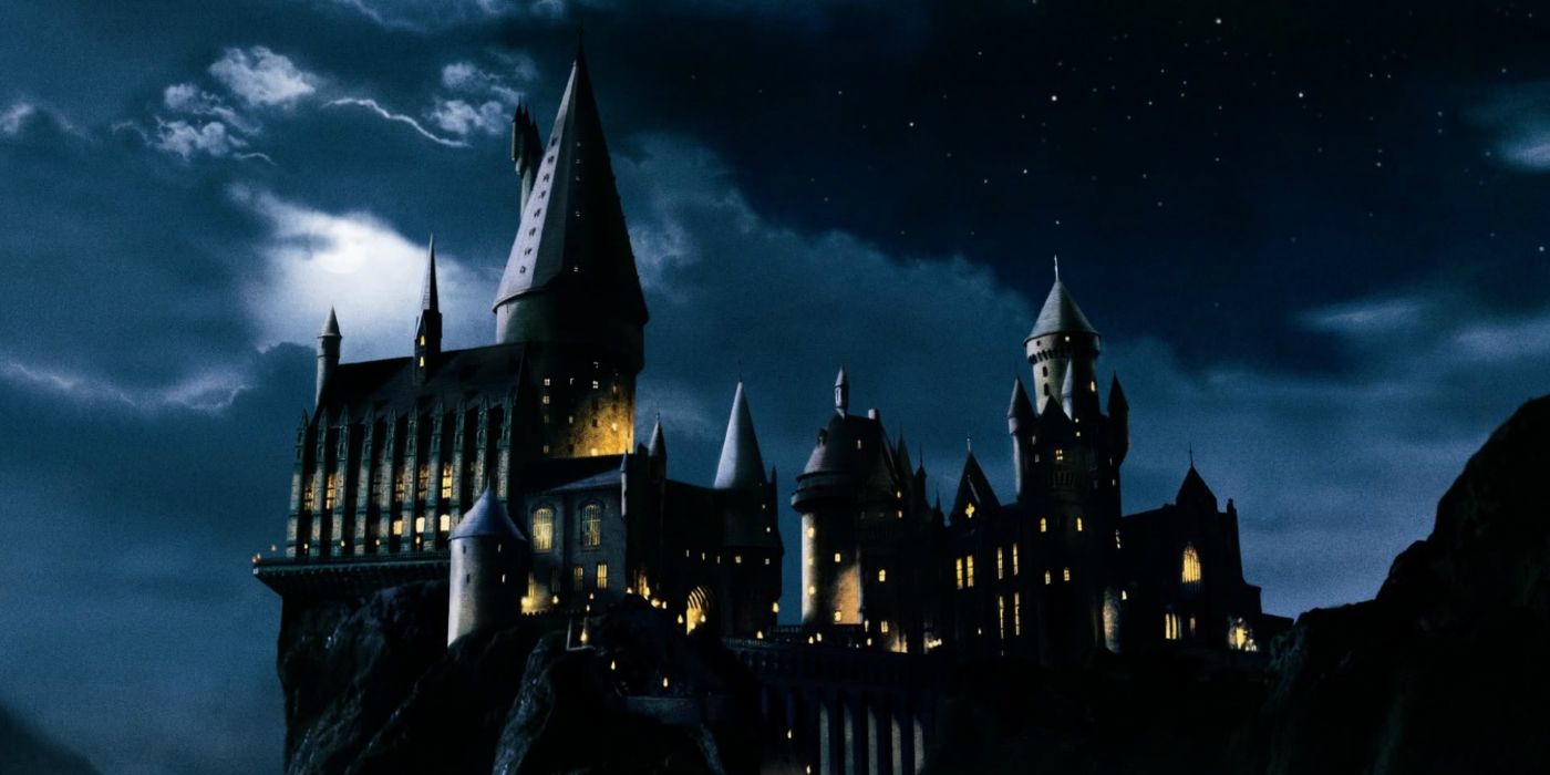 Hogwarts Castle at night from Harry Potter
