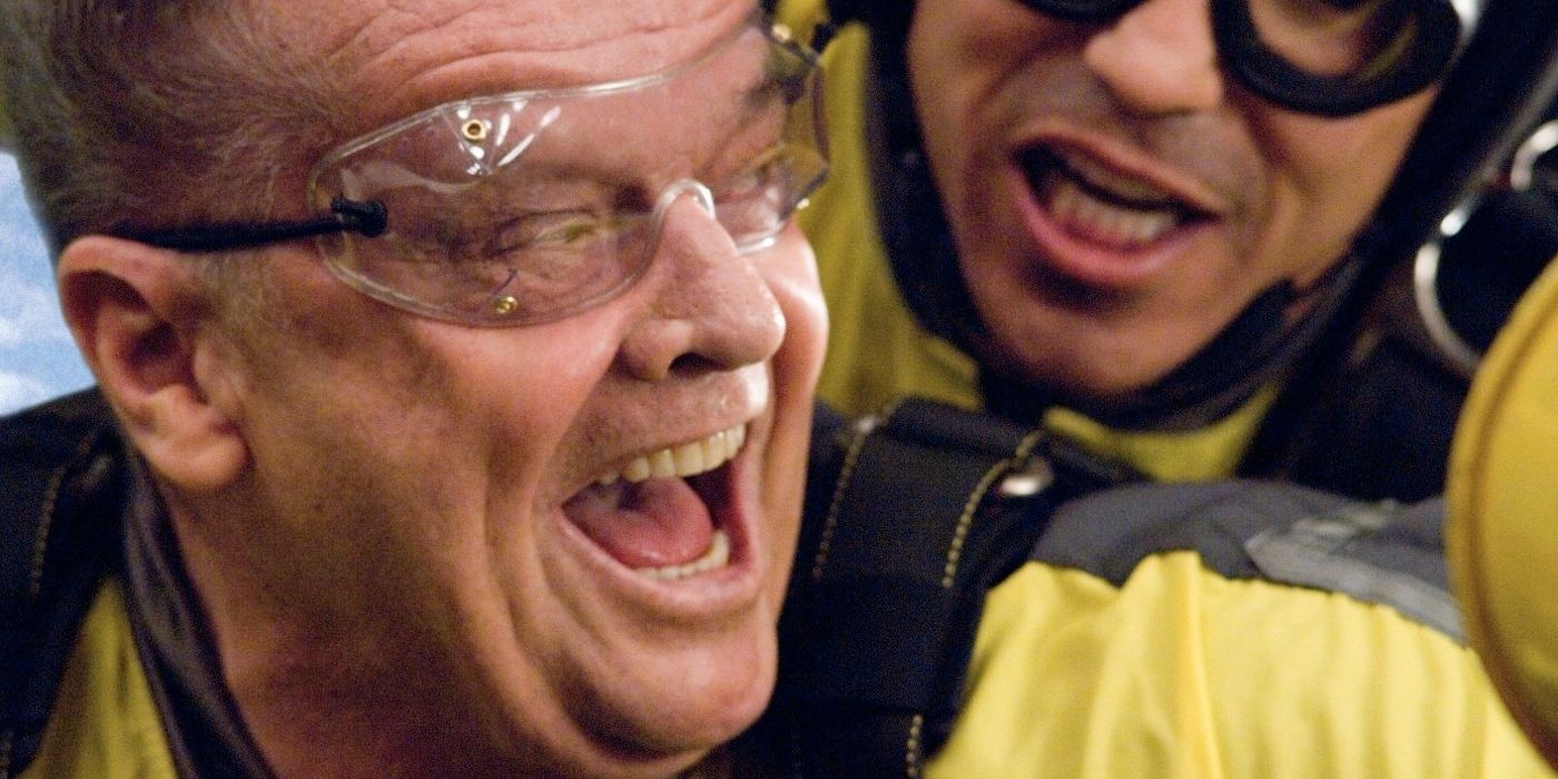 Jack Nicholson skydiving in The Bucket List