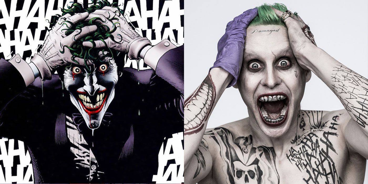 Jared Leto as the Joker in Suicide Squad compared to the comics