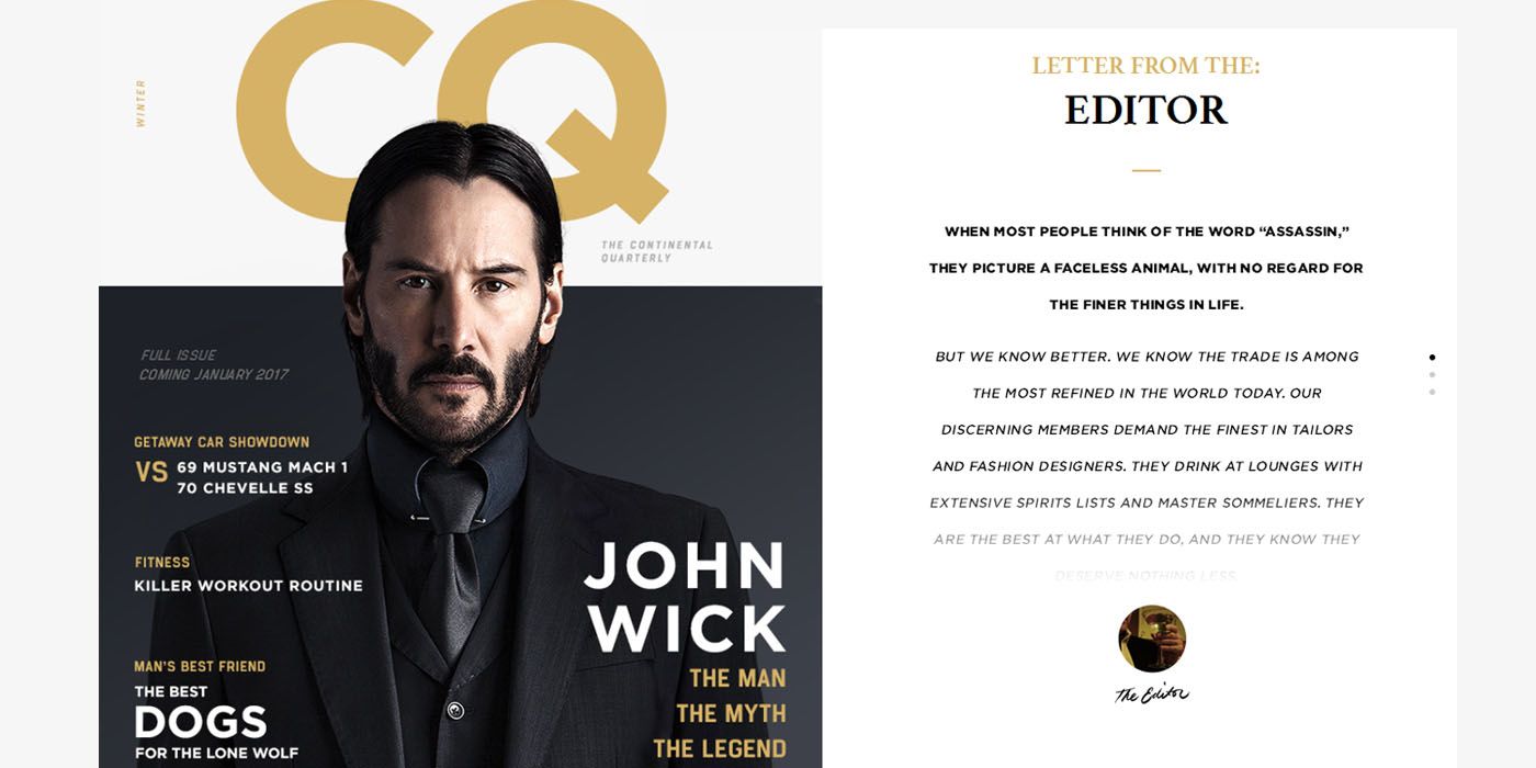 John Wick Chapter 2 Continental Quarterly Magazine Cover