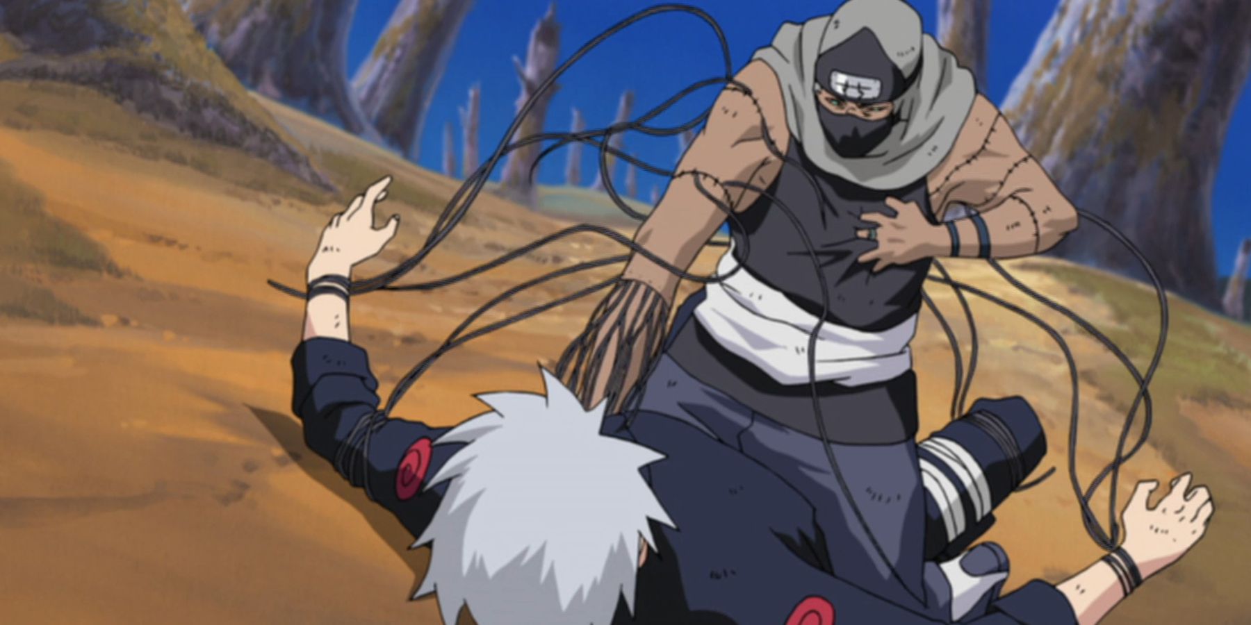 Kakuzu battles Kakashi in Naruto