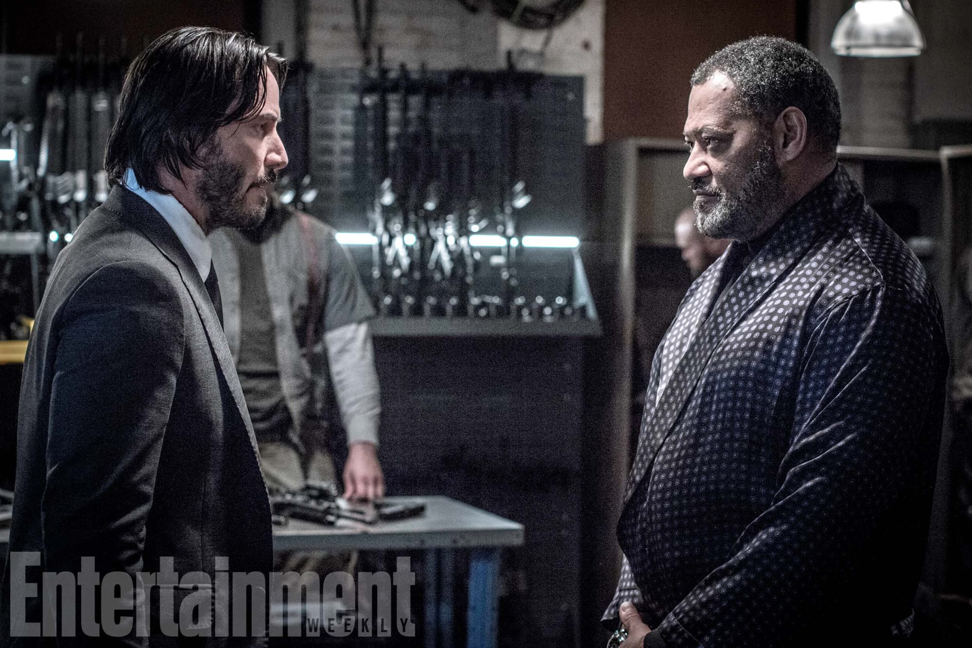 Keanu Reeves and Lawrence Fishburne in John Wick: Chapter 2