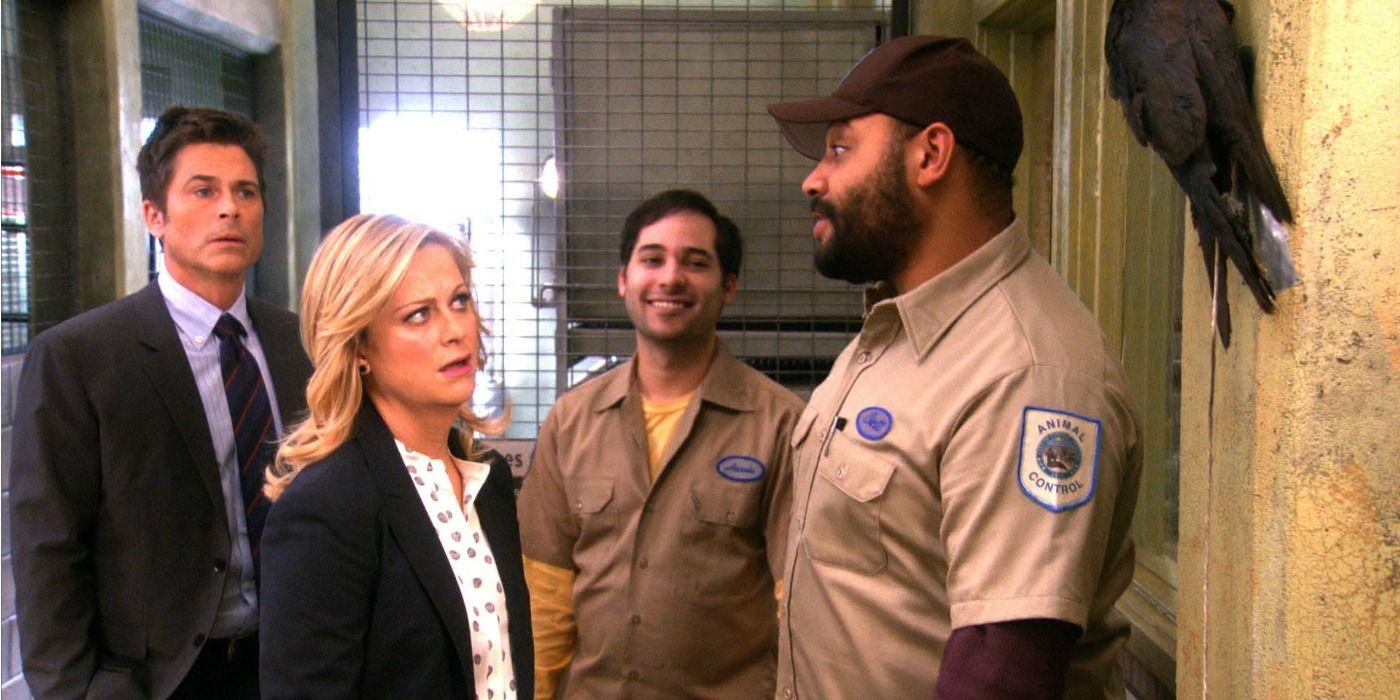 Leslie Chris Harris and Brett on Parks and Rec Animal Control