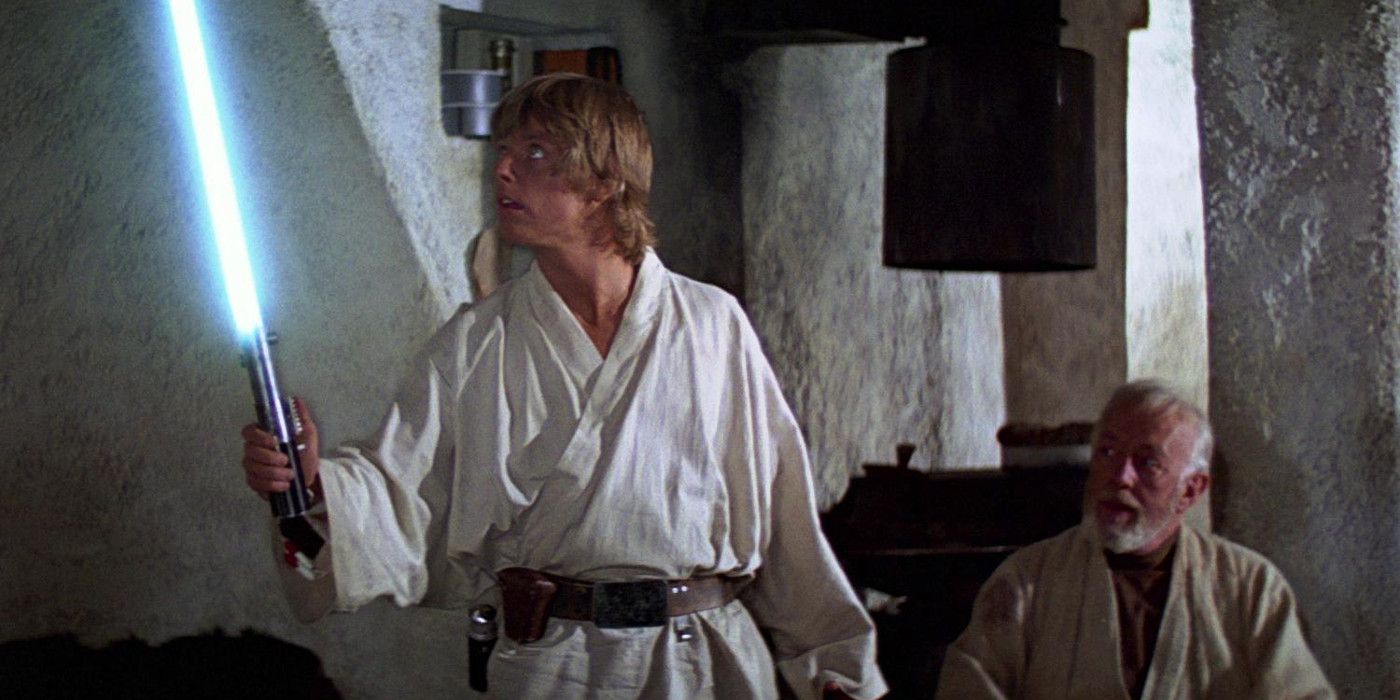 Star Wars: Luke and Obi-Wan Kenobi With Anakins Lightsaber